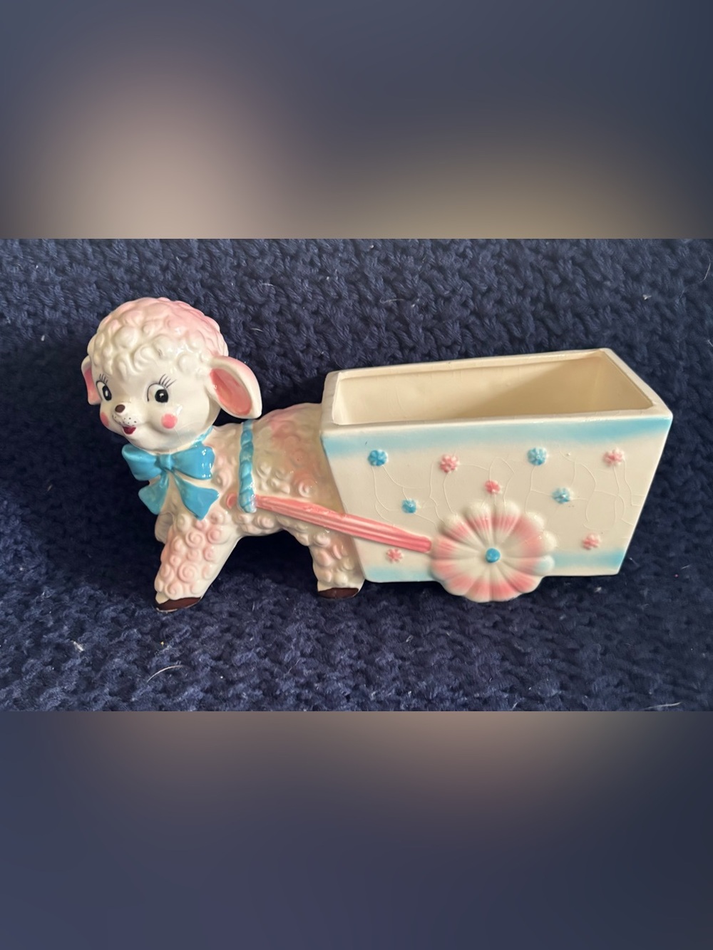Replo Import Co Lamb Cart Nursery Planter Pattern 373A 1959
